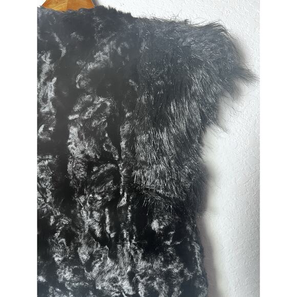 NEIMAN MARCUS/TARGET Faux Fur Vest Sz XS Black Skaist Taylor Crop Boho - Picture 9 of 10